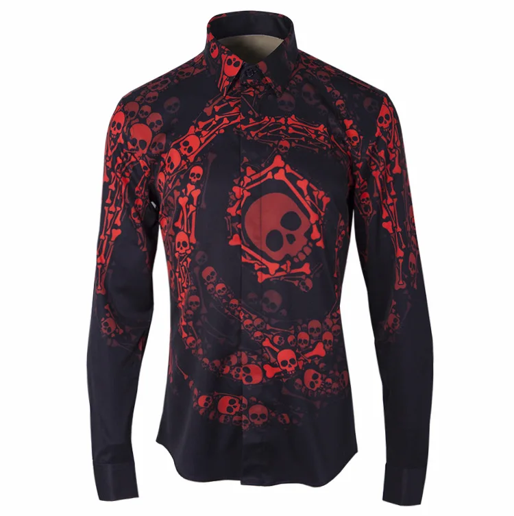 

Men's Shirt Cotton Print Holiday Style Long Sleeve Floral Shirt