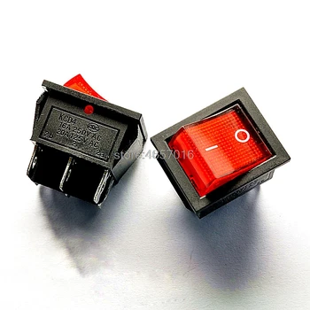 

10Pcs/Lot Red Light 4 Pin On/off Boat Button Switch 250V 15A AC AMP 125V/20A P0.5 25*31mm Rocker Switches KCD4-202