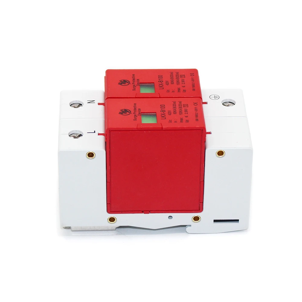 B100 2P 60KA ~ 100KA 275V AC 1P + N SPD дом Защита от перенапряжения защитное Низковольтное
