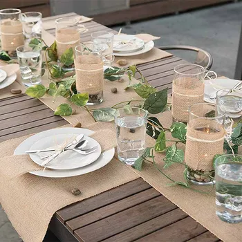 

10m burlap ribbon diy Table Runner Chair Sash Wedding Engagement Bridal Shower Christmas Thanksgiving birthday party Decoration