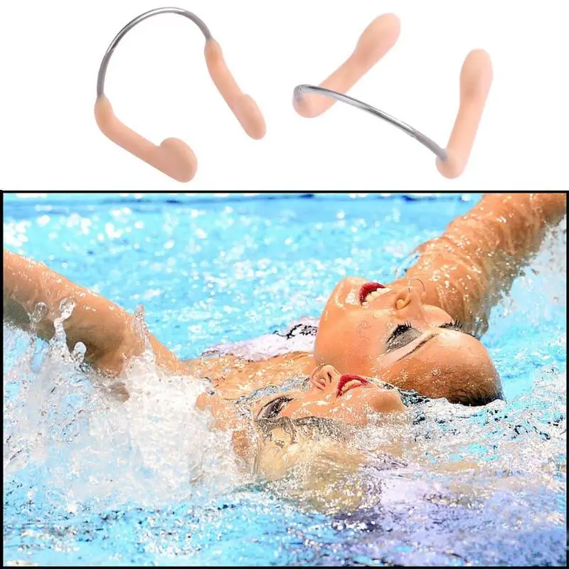 Durable No-skid Soft Silicone Steel Wire Nose Clip for Swimming Diving Water Sports Swimming Nose Clip Skin Color 35 x 30 x20mm