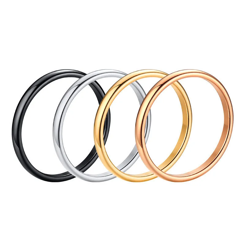 

2mm Simple Mens Women Polished Classic Stainless Steel Wedding Ring Black Wedding Band Engagement Ring Wedding Band Ring