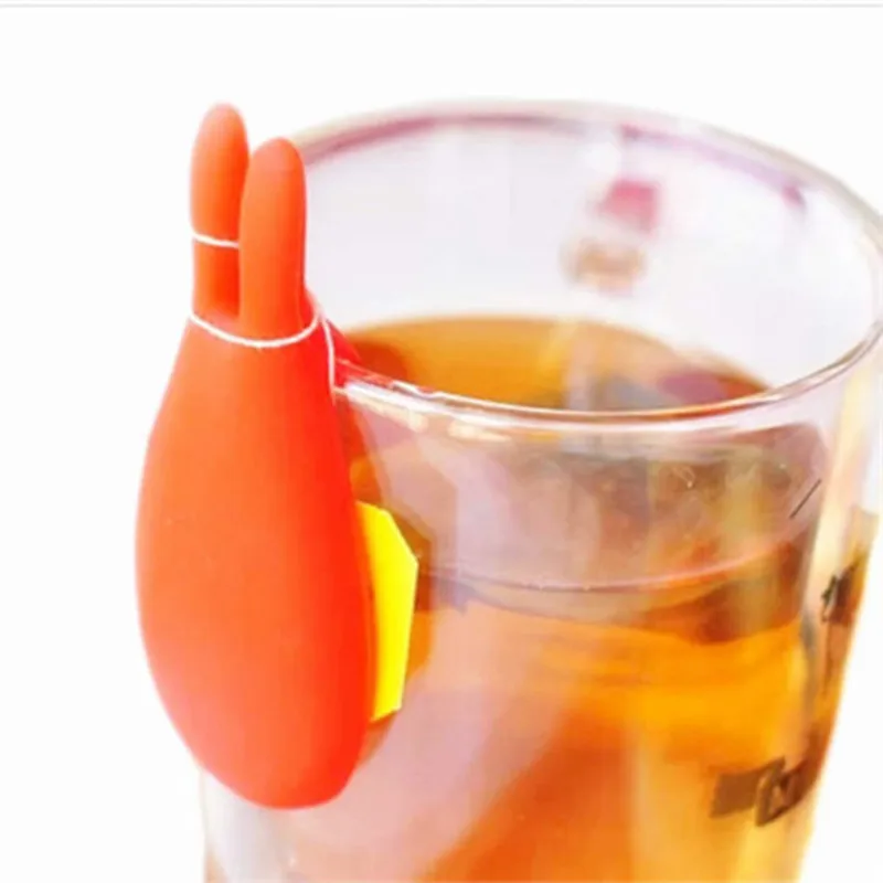 

Cute Rabbit Shape Silicone Tea Bag Holder Clips Cup Mug Tea Infusers Multifunctional Kitchen Tool