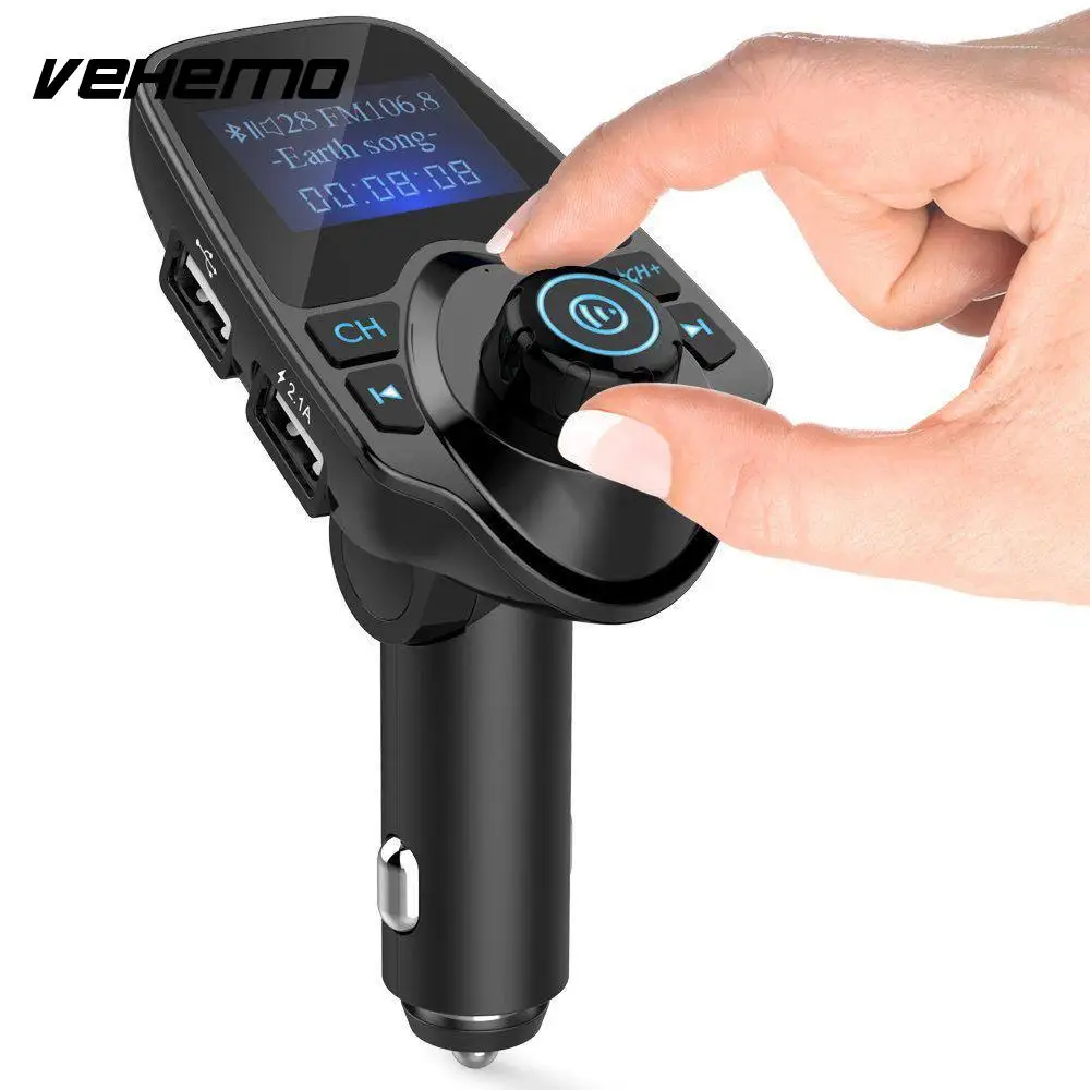 Vehemo Bluetooth Receiver Car FM Transmitter AUX Stereo FM Adapter Car Kit FM Transmitter for MP3 Car Charger Automobile