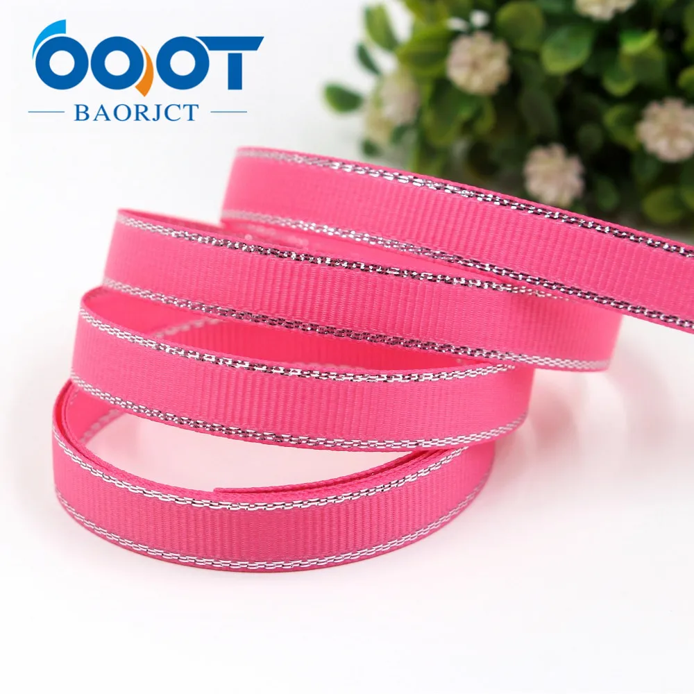 OOOT BAORJCT I-19316-565 10 мм 10 ярдов Серебряный двусторонний grosgrain ленты, DIY лук кепки аксессуары и украшения