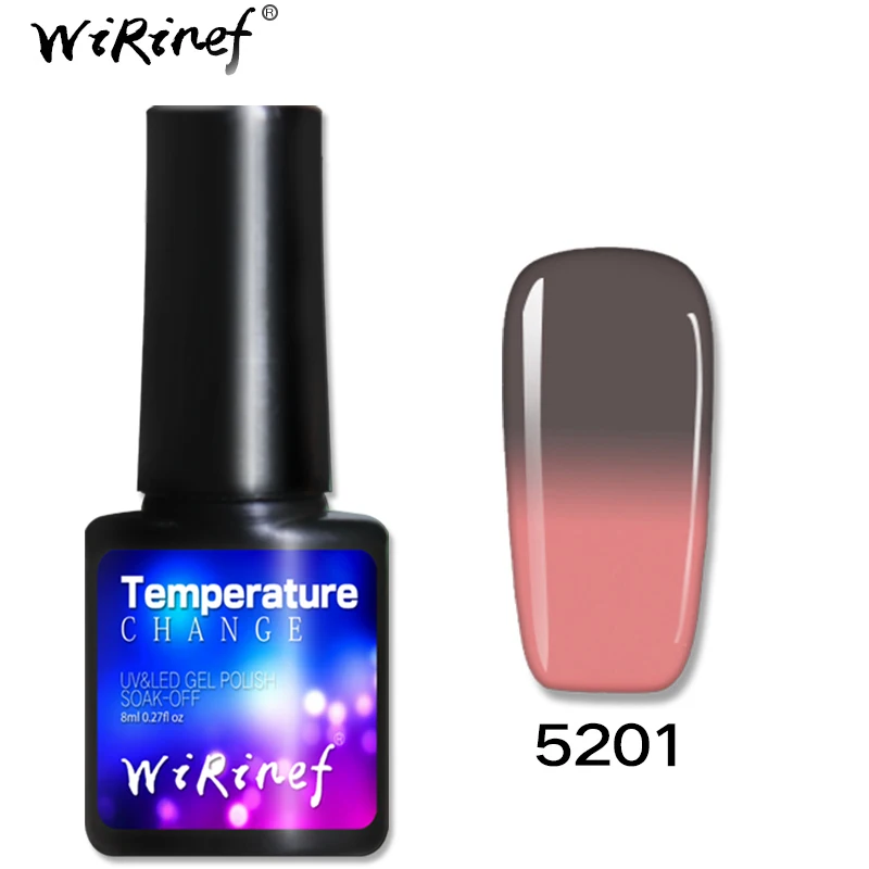 WiRinef 8 мл термальный меняющий Цвет Гель-лак для ногтей температура замочить от УФ Гибридный лак Волшебный Гель-лак - Цвет: 5201