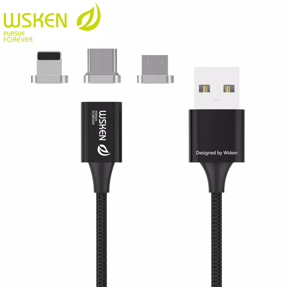 

WSKEN Lite Metal Magnetic Data Cable Micro USB Type C Magnet Fast Charger Adapter For iphone ipad Xiaomi Huawei Samsung
