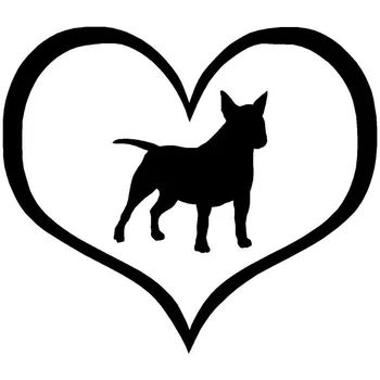 

10.9*9.5CM Mini Bull Terrier Dog Heart Vinyl Decal Lovely Car Stickers Car Styling Truck Decoration Black/Silver S1-1095