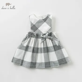 

DB10481 dave bella baby girls Dress sleeveless spring dresses kids girls dress children birthday party boutique plaid dress