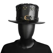 Для взрослых, унисекс, в виде черными клепками из искусственной кожи Хэллоуин чумной Доктор костюм в стиле стимпанк для косплея, плоскиая шляпа готический костюм аксессуары Аниме Реквизит