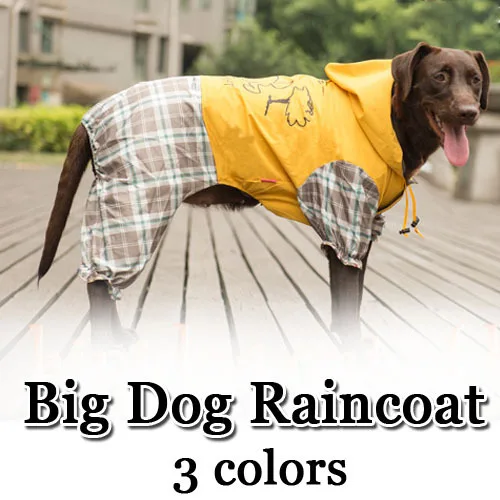 2015 Fashion Seasons 3 Color Large Dog Cat Raincoat Print Clothes With Hood Waterproof Rain Coat