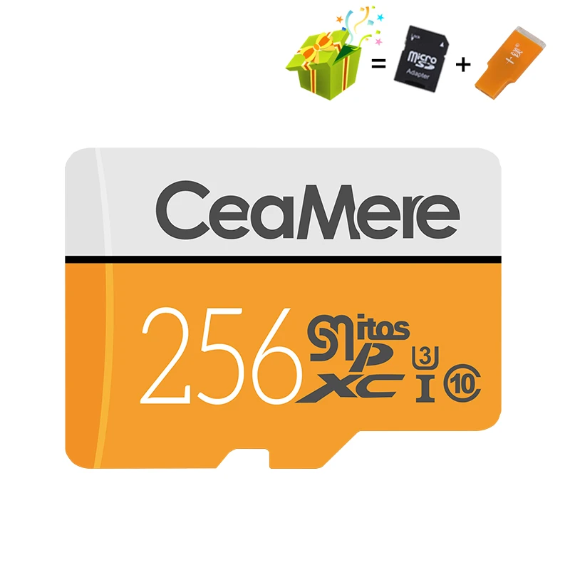 CeaMere Micro SD карта 256 ГБ/128 ГБ/64 Гб UHS-3 32 ГБ/16 ГБ/8 Гб класс 10 UHS-1 4 Гб карта памяти флэш-память Microsd Бесплатный считыватель