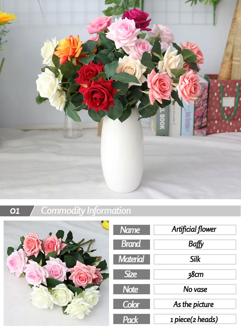 Высокое качество 2 головки бархатные розы цветы красная роза ветка искусственные цветы для свадьбы украшение дома