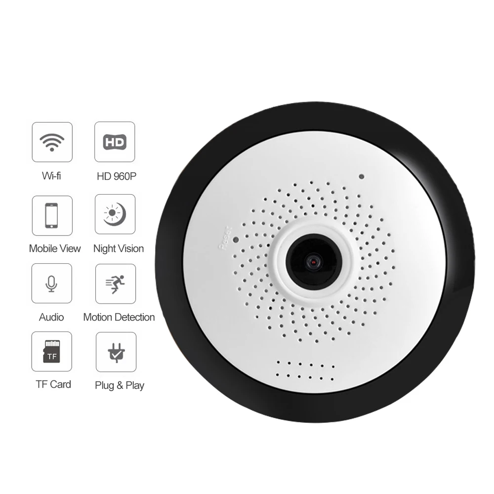 

960P IP Camera Wifi Home Security Wireless 360 Degree Panoramic CCTV Camera Night Vision FishEyes Lens Mini Wi-fi VR Camera