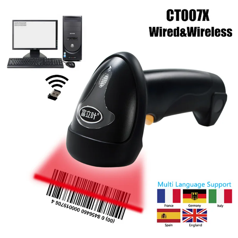 

Cheap General Cilico CT007X Bar Code Scanner Laser Automatic Sensing barcode Reader Support 2.4G Wireless and USB Wired Scan Gun