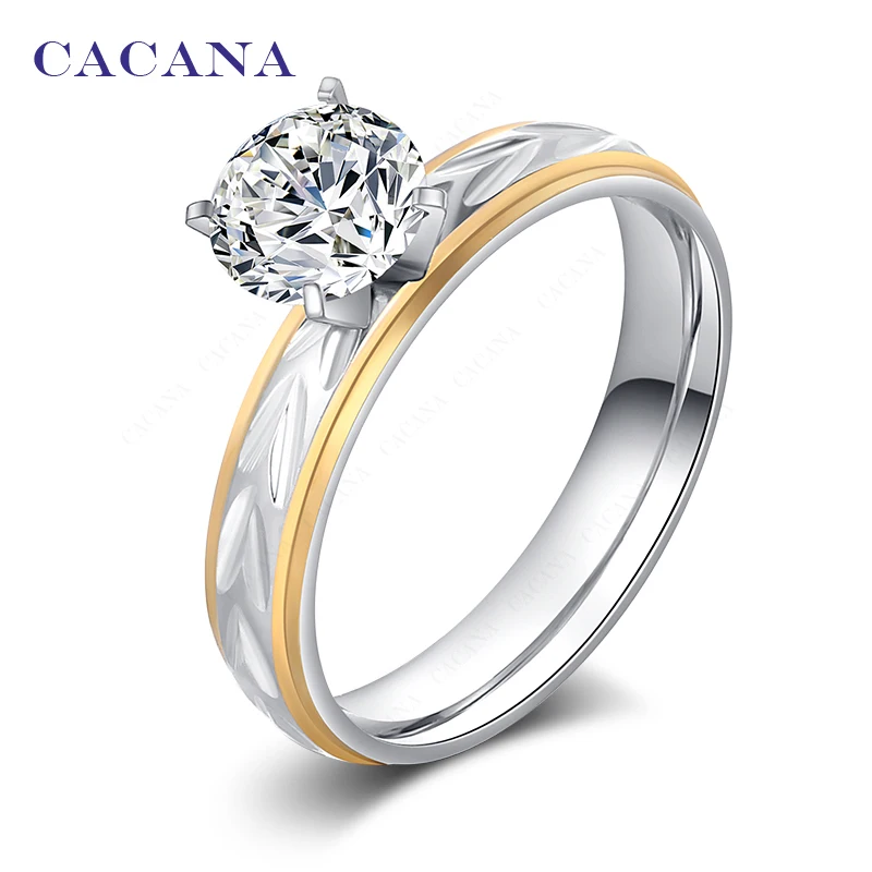 

2016 CACANA Top quality rings for women 18k gold plated fashion jewelry wholesale NO.R108