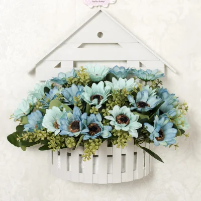 Настенный поддельный цветок, настенная подвесная корзина, украшение двери, кулон, цветок, синий искусственный цветок, настенный, для спальни, креативный - Цвет: N
