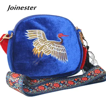 

Embroidered Velour Women Clutch Bags Vintage Ladies Crossbody Bag Woman Fashion Cellphone Pouch Shoulder Bags Money Pocket Bag