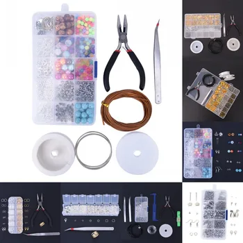 

1 Set Mixed Style Kit Gold Silver Jump Ring,End Caps,Clasp,Chain,Hook, Pin for Jewelry Making Findings Tools 7/10/12/15/24 Grids