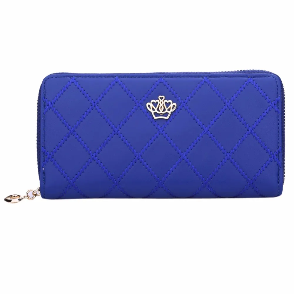 

New Arrival Brand Designer Women Wallets Vintage Crown Embossed Plaid Fashion Ladies Purse High Quality PU Leather Women Wallet