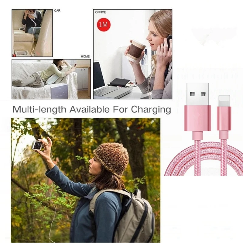 Ikismo 2A Быстрая зарядка USB нейлоновый кабель для iPhone XR XS MAX X 8 7 6 Plus 5S ipad mini быстрое зарядное Освещение кабели для передачи данных