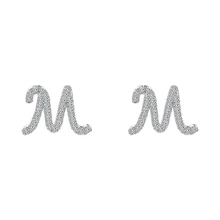 WEIMANJINGDIAN New Arrival Cubic Zirconia CZ Brincos de Letra Do Alfabeto Inicial para As Mulheres em Branco Banhado A Ouro Cor