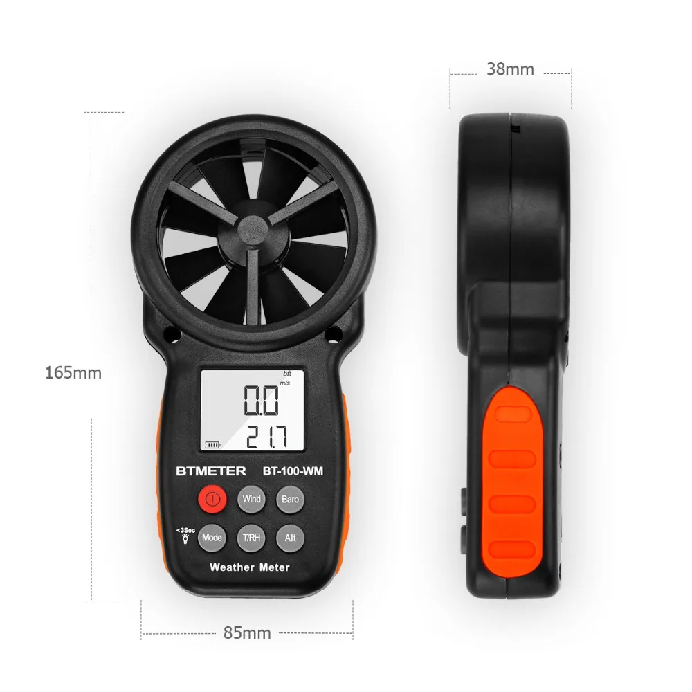 6 в 1 цифровой анемометр BT-100-WM, для измерения скорости ветра/температуры, ветер охладитель тестер влажности, высота для скалолазания Дрон HVAC CFM