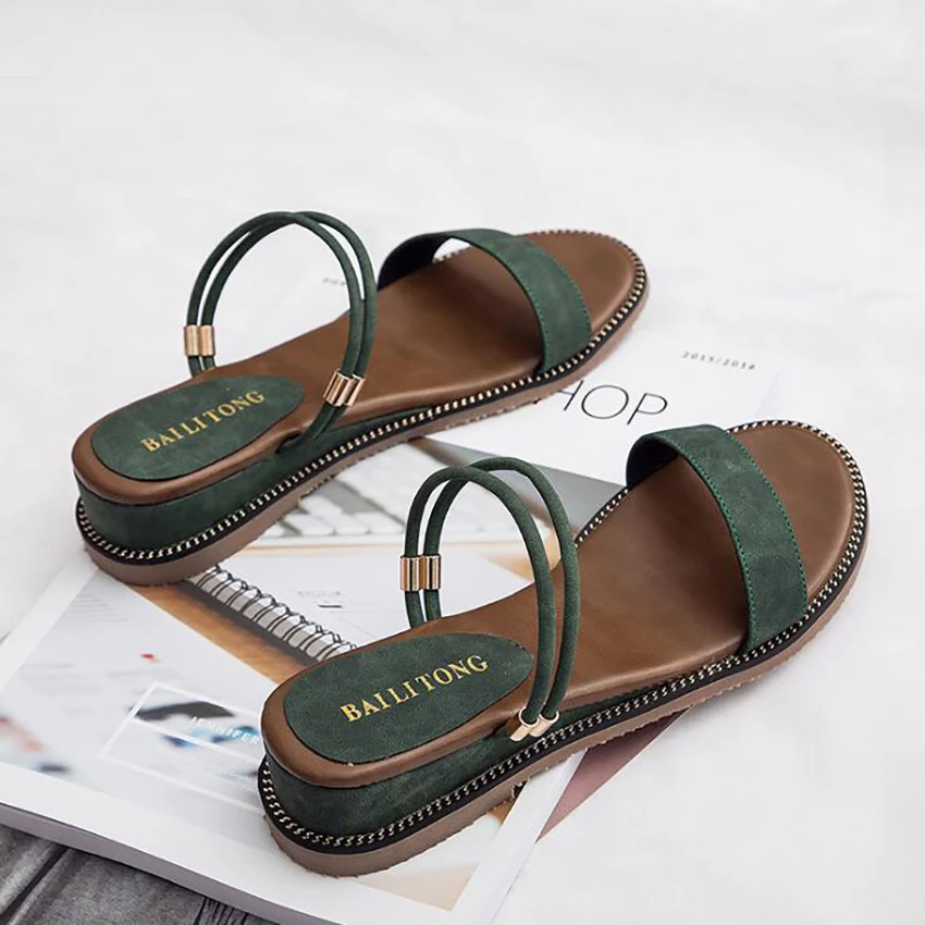 

Summer Wedges Shoes For Women Two Styles Wear Methods High Heels Sandals Slip On Green Casual Platform Sandales