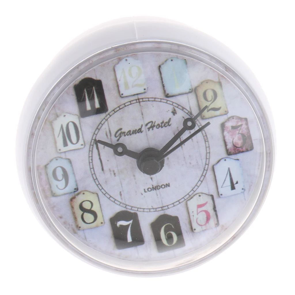 

European Style Small Waterproof Round Clock for Bathroom Suction Up Mirror Window Clock Pink/ White Home Wall Clock Waterproof