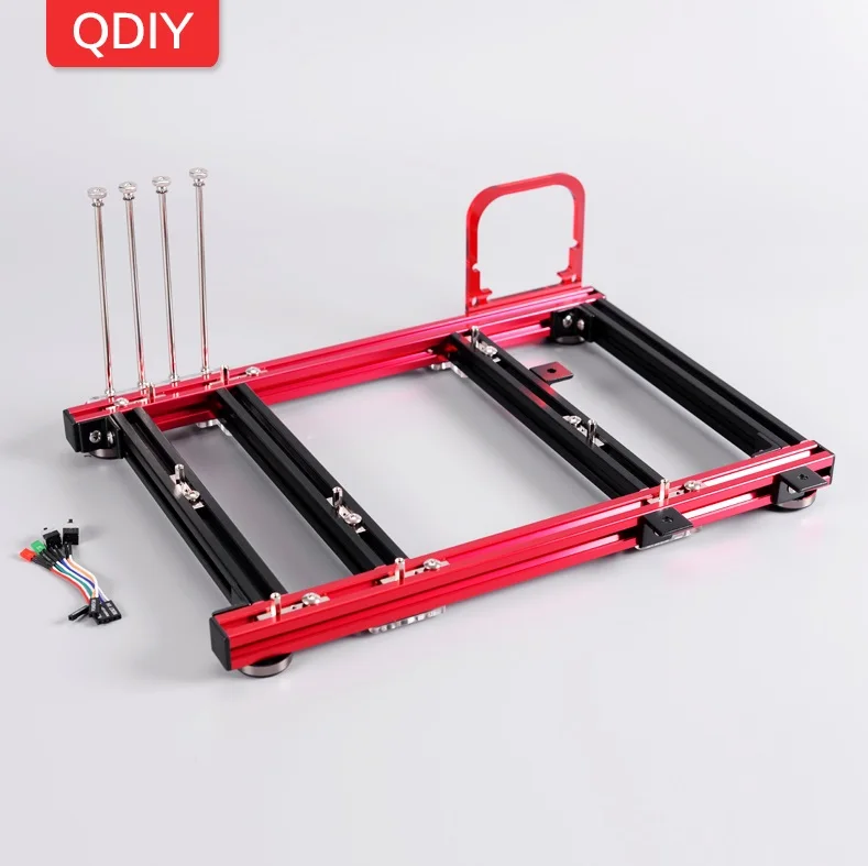 QDIY PC-JMK6 MicroATX алюминиевый сплав горизонтальный полный Открытый Чехол для компьютера шасси для DIY плеера - Цвет: Black and Red