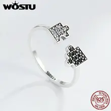 WOSTU Аутентичные 925 пробы серебряные Гламурные головоломки прозрачные CZ открытые, кольца на палец для женщин ювелирные изделия из стерлингового серебра FIR180