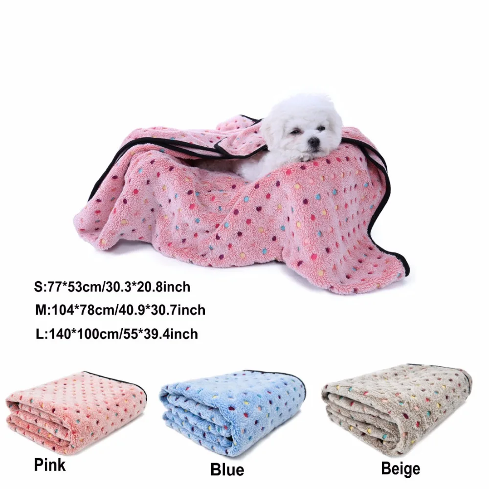 Cute Soft Blanket For Dogs Colorful Dot Blanket 3 Colors Mat 3 Sizes