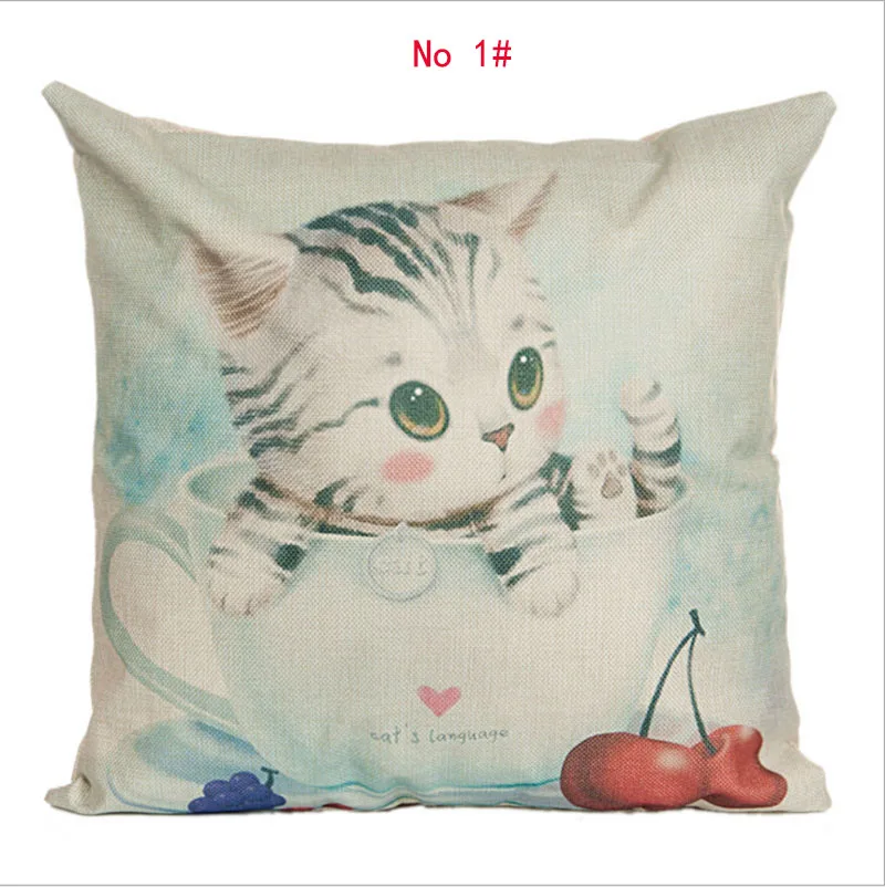 

45cm*45cm Cartoon cat linen/cotton pillow covers sofa pillow case car seat cushion cover decorative pillows