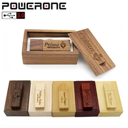 POWERONE – clé USB 3.0 avec LOGO personnalisé gratuit, en érable, 4/8/16/32/64 go, cadeau de mariage, 1 pièces 