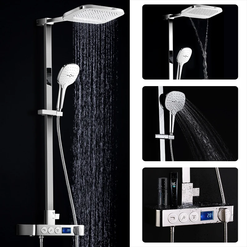 Buy Bathroom Fixture Modern Exposed Shower Set Rian And Waterfall Shower