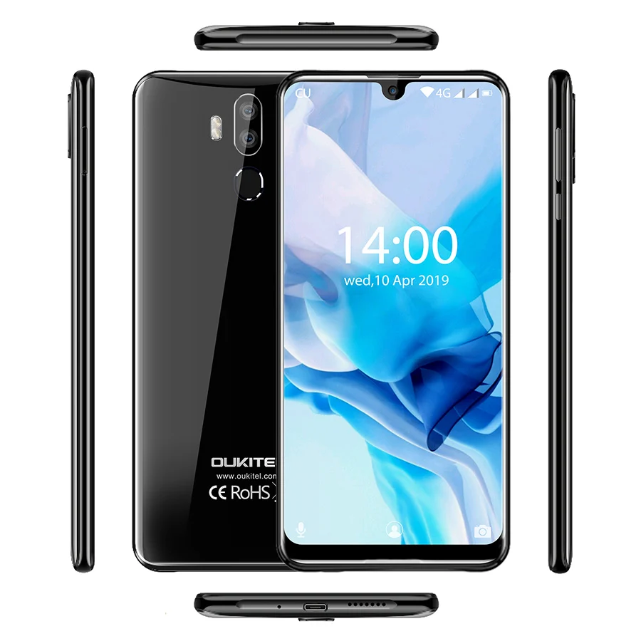 OUKITEL Капля воды 7,1" FHD+ 1080*2244 16MP 4G мобильный телефон 4 Гб 64 Гб MT6765 восьмиядерный смартфон 6000 мАч 5 В/6A Быстрая зарядка