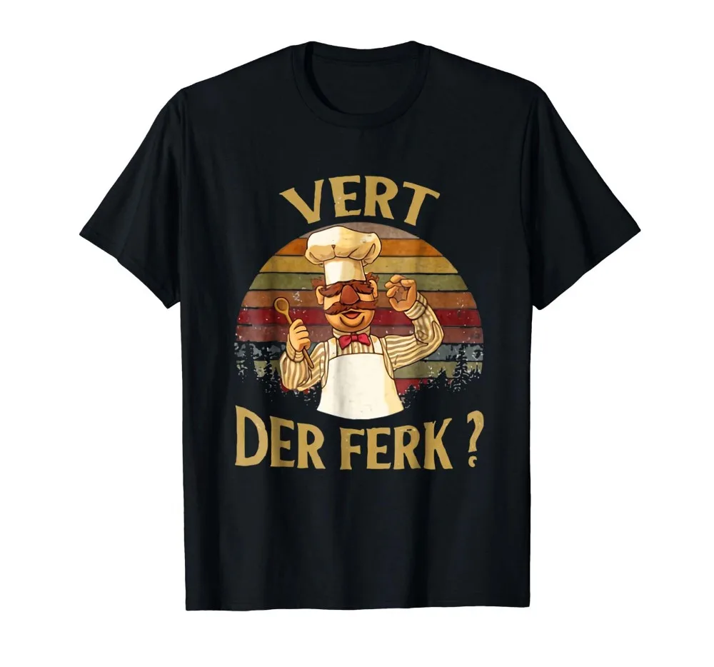 Футболка с надписью шведского шеф повара Vert Der Ferk Sunset со скидкой 100% хлопок мужские