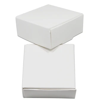 

500Pcs 5.5x5.5x2.5cm Paperboard Crafts Packaging Box Pearl White Kraft Paper Jewelry Small Gift Packing Box for Party Supply