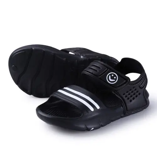 Pudcoco 1 пара повседневная детская обувь для маленьких мальчиков с закрытым носком летние пляжные сандалии на плоской подошве - Цвет: Black UK Size