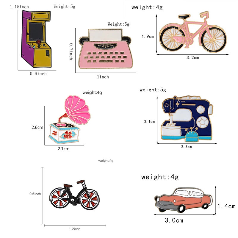 Чехол для телефона в виде ретро-игровой автомат машинка фонограф велосипеда, автомобиля швейная машина эмали штырь классический Винтаж ежедневные поставки броши значки