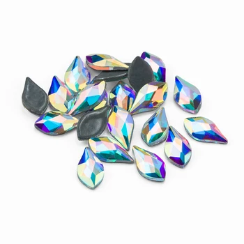 

Qiao High-quality Color AB 4*7.5mm Crystal AB Hot fix Stone Crystal Glass Flatback Iron On Rhinestone