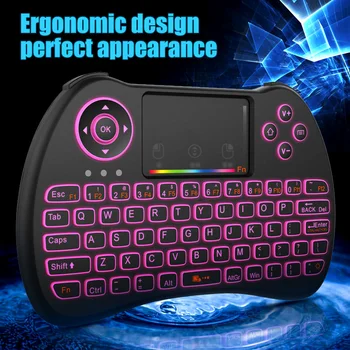 

New Arrival Backlit H9 color Backlight Wireless mini keyboard air mouse remote control for Android Smart TV Box Drop shipping
