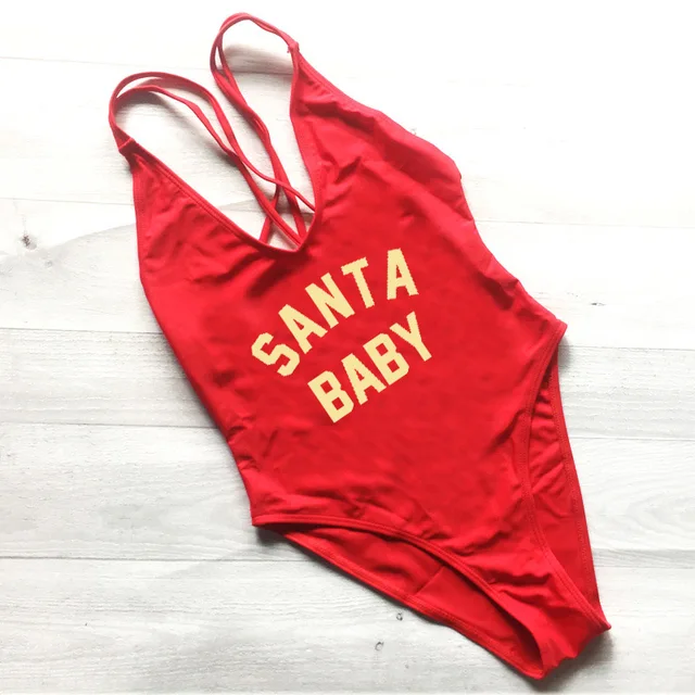 SANTA BABY Swimwear Women One Piece Swimsuit 2018 mujer High Cut Cross