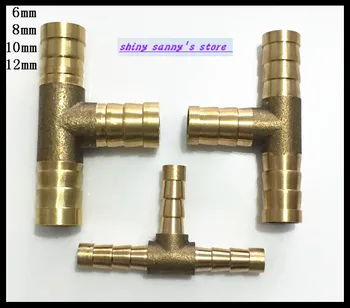 

15Pcs/Lot 3 ways 8mm BSP Tee Hose Barbed Connection Pipe Brass Coupler Adapter Brand New