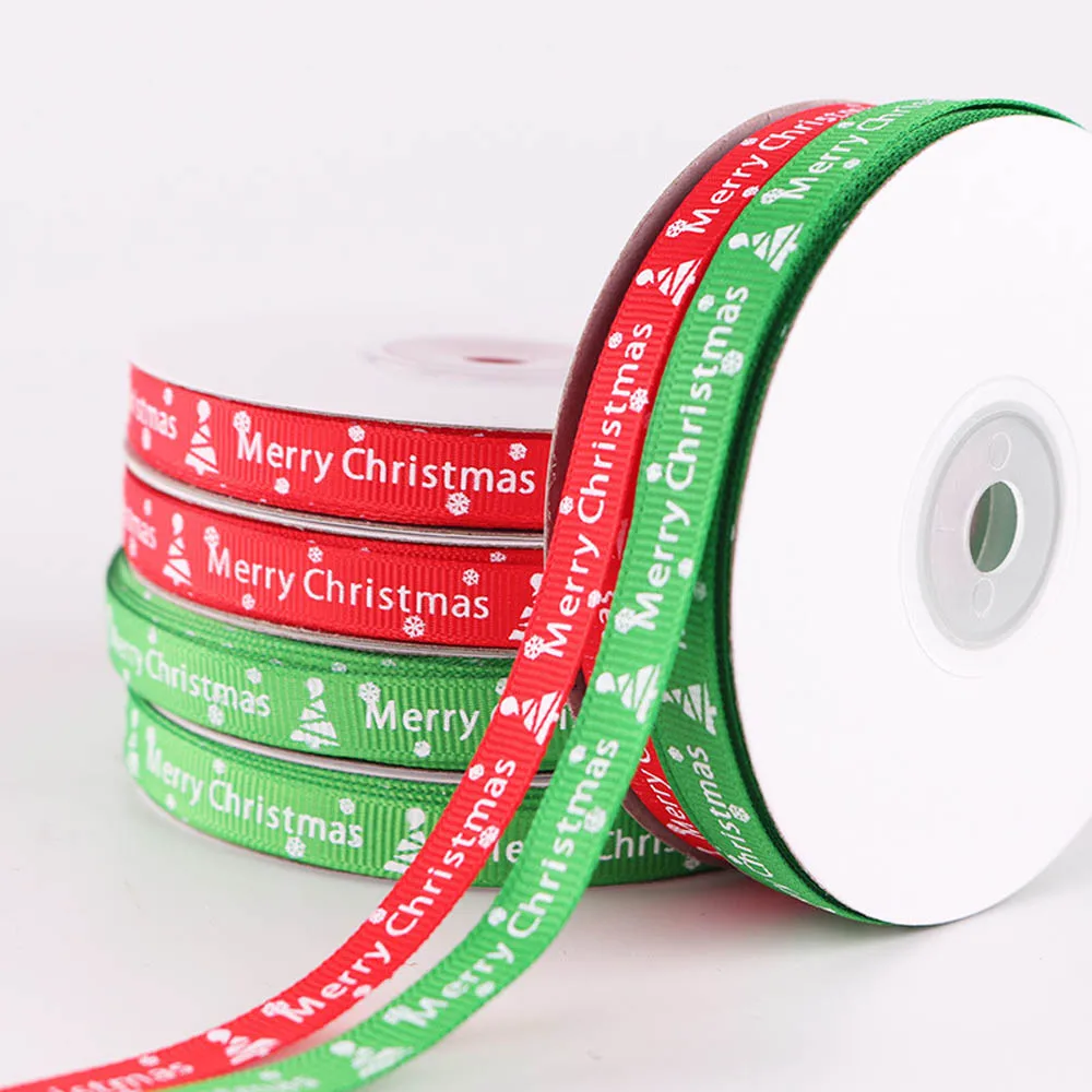 

Green and Red 1cmX25yard/Roll Christmas Decor Tapes High Quality Double Face Printing Ribbon Accessories DIY Home Webbings ZY154