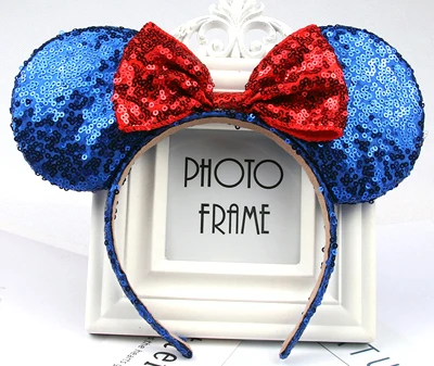 Headwear Minnie Mouse Ears Headband Festival DIY Hair Accessories Hairband Christmas Sequin Hair Bows for girls women gift