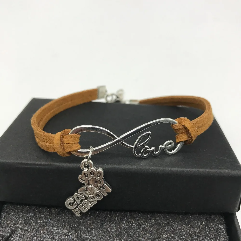 New Arrival Animal Charms Leather Chain Cat Paw Pendant Bracelet for