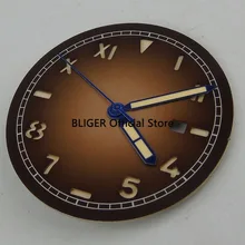 Мода 36,1 мм Кофе стерильные окошко даты Калифорния часы циферблат+ рук подходит для MIYOTA 8215 8205 Минчжу 2813 движение D127