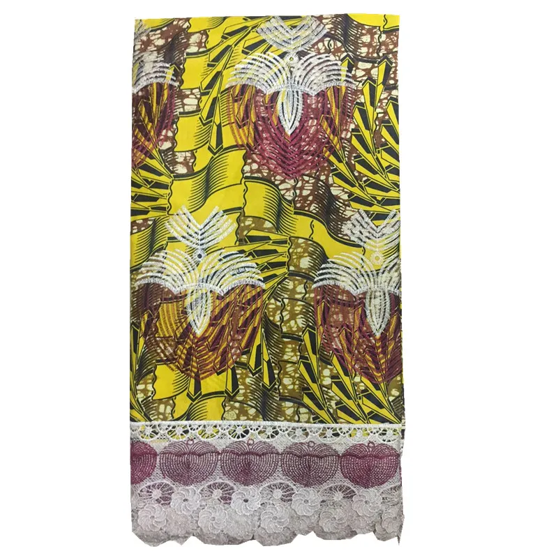 

Hot Sale!African Wax Lace Fabrics 6 Yards 100% Cotton Guipure Lace African Ankara Wax With Embroidered For Party Dress ZQ032730