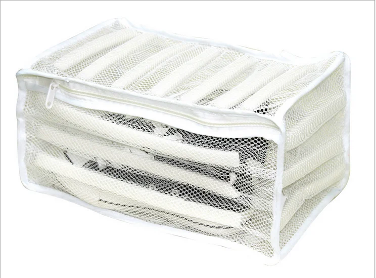 Zippered Laundry Footwear Mesh Wash Bag Sneaker Washer Dryer White